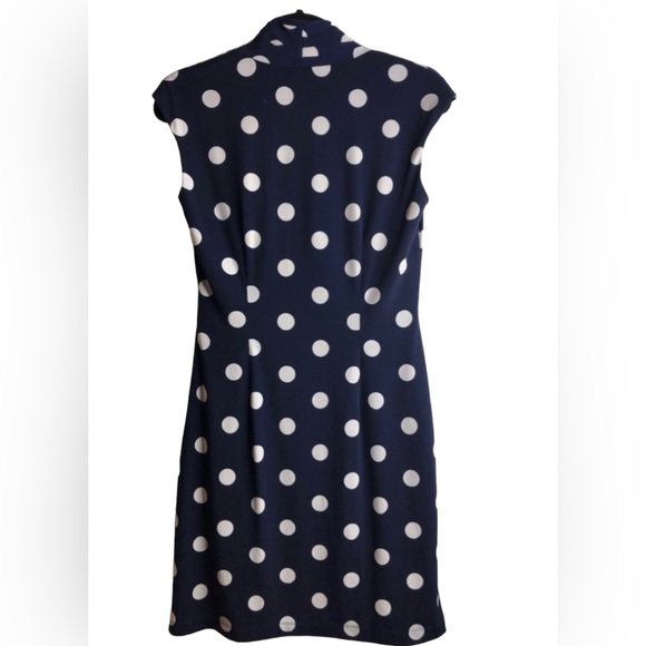 Eliza J Navy Blue Polka Dot Sleeveless Mini Dress Size 4 - Picture 8 of 10